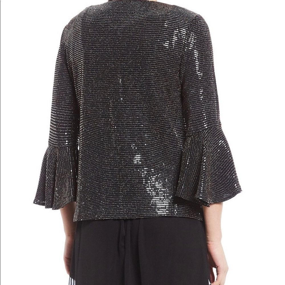 Two piece jacket set Foil Knit Fabric Party Top - Picture 6 of 8